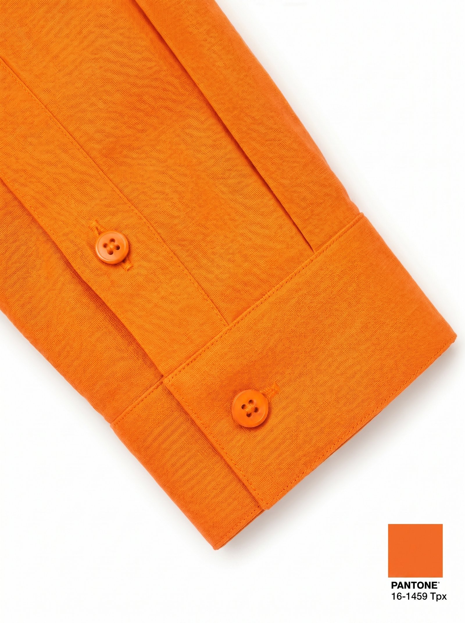Solid Orange Relaxed Fit Linen Shirt - Image 3