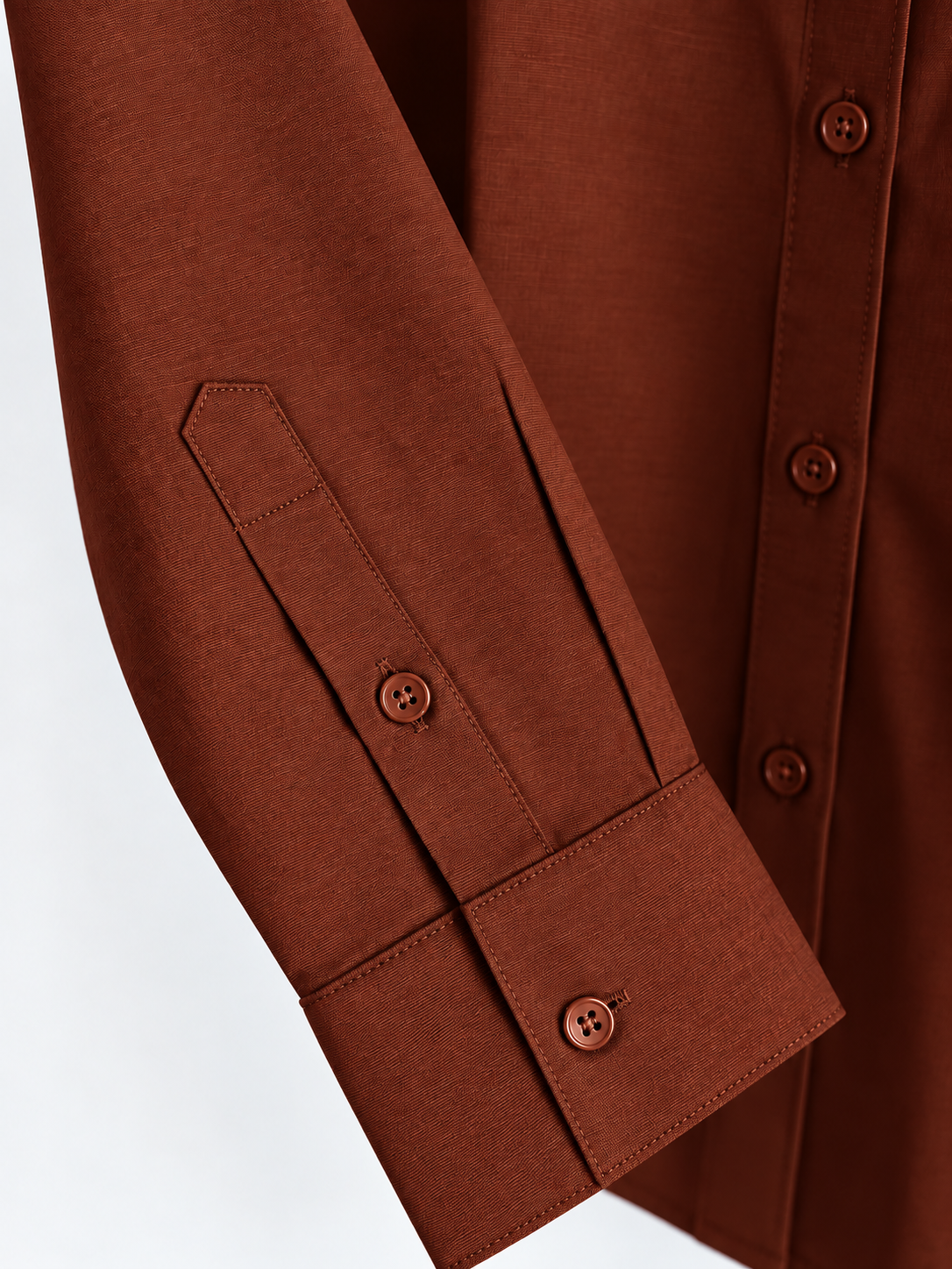 Terracotta Brown Relaxed Fit Linen Shirt - Image 3