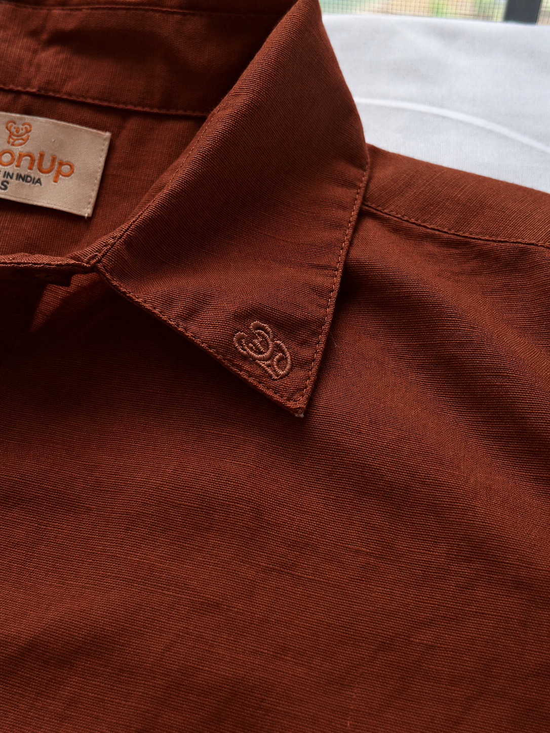 Terracotta Brown Relaxed Fit Linen Shirt - Image 2