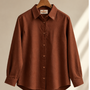 Terracotta Brown Relaxed Fit Linen Shirt