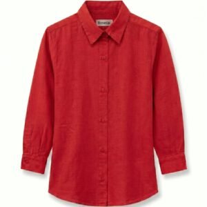 Solid Red Relaxed Fit Linen Shirt