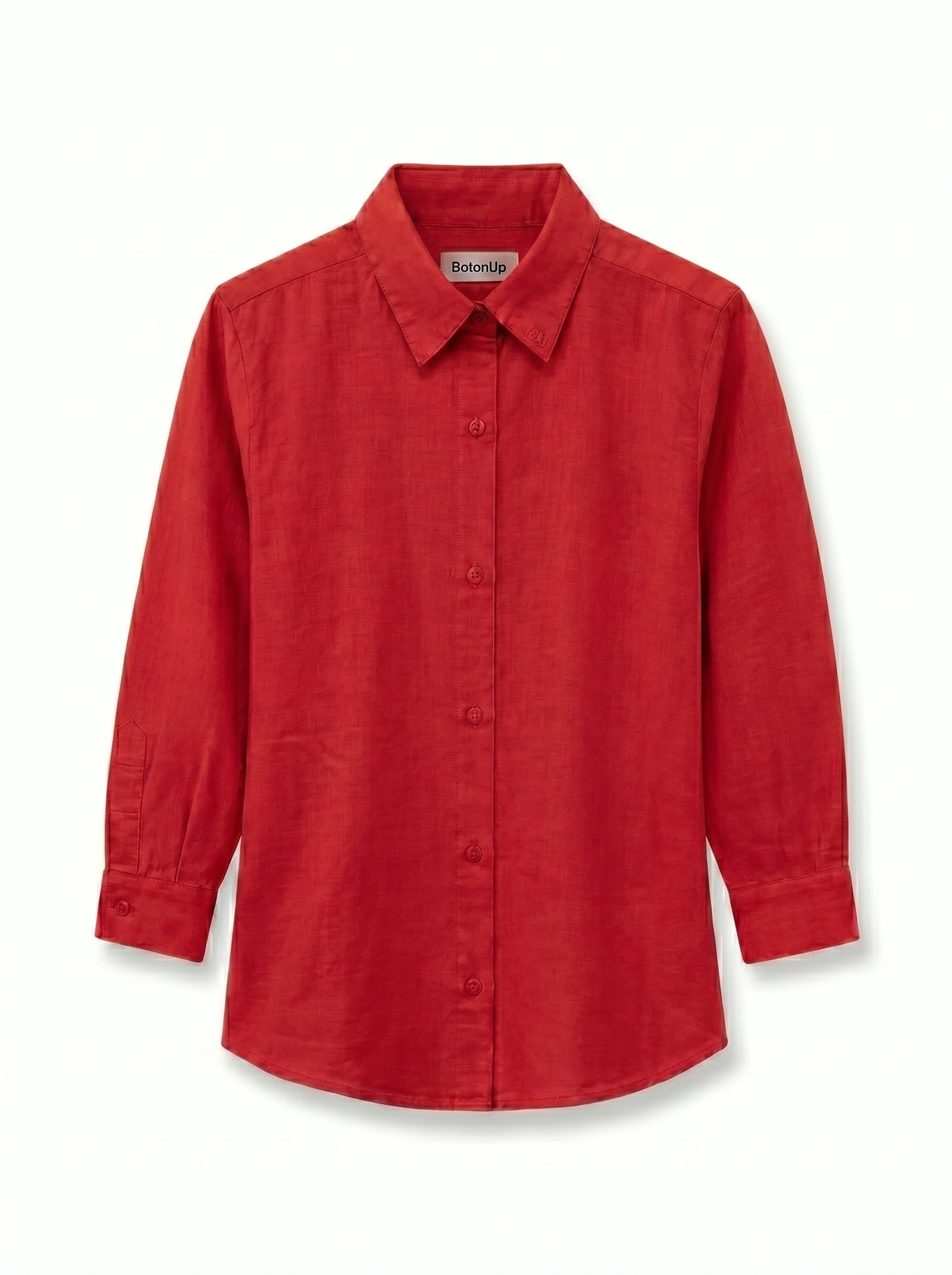 Solid Red Relaxed Fit Linen Shirt