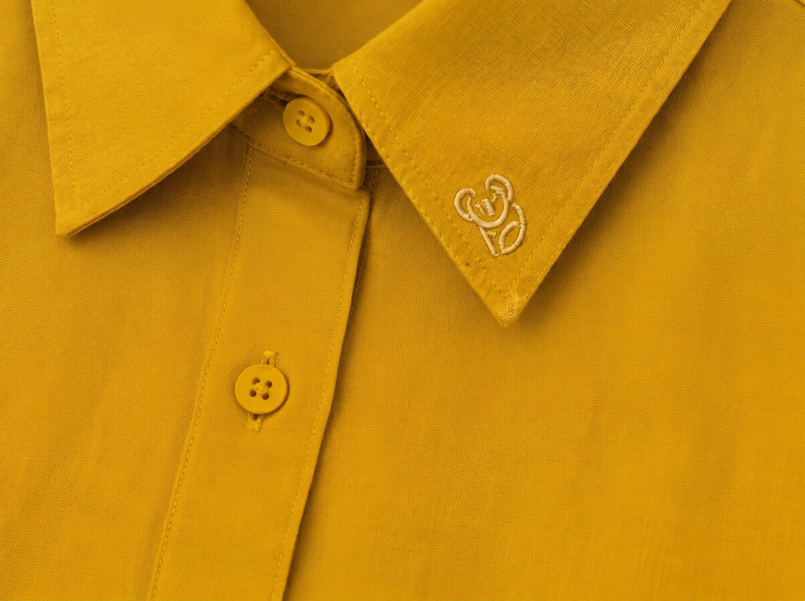 Solid Mustard Relaxed Fit Linen Shirt - Image 2