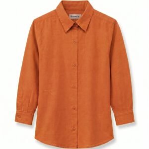 Solid Orange Relaxed Fit Linen Shirt