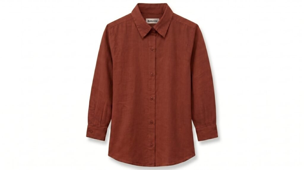 Solid Brown Relaxed Fit Linen Shirt