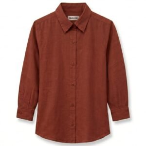 Solid Brown Relaxed Fit Linen Shirt