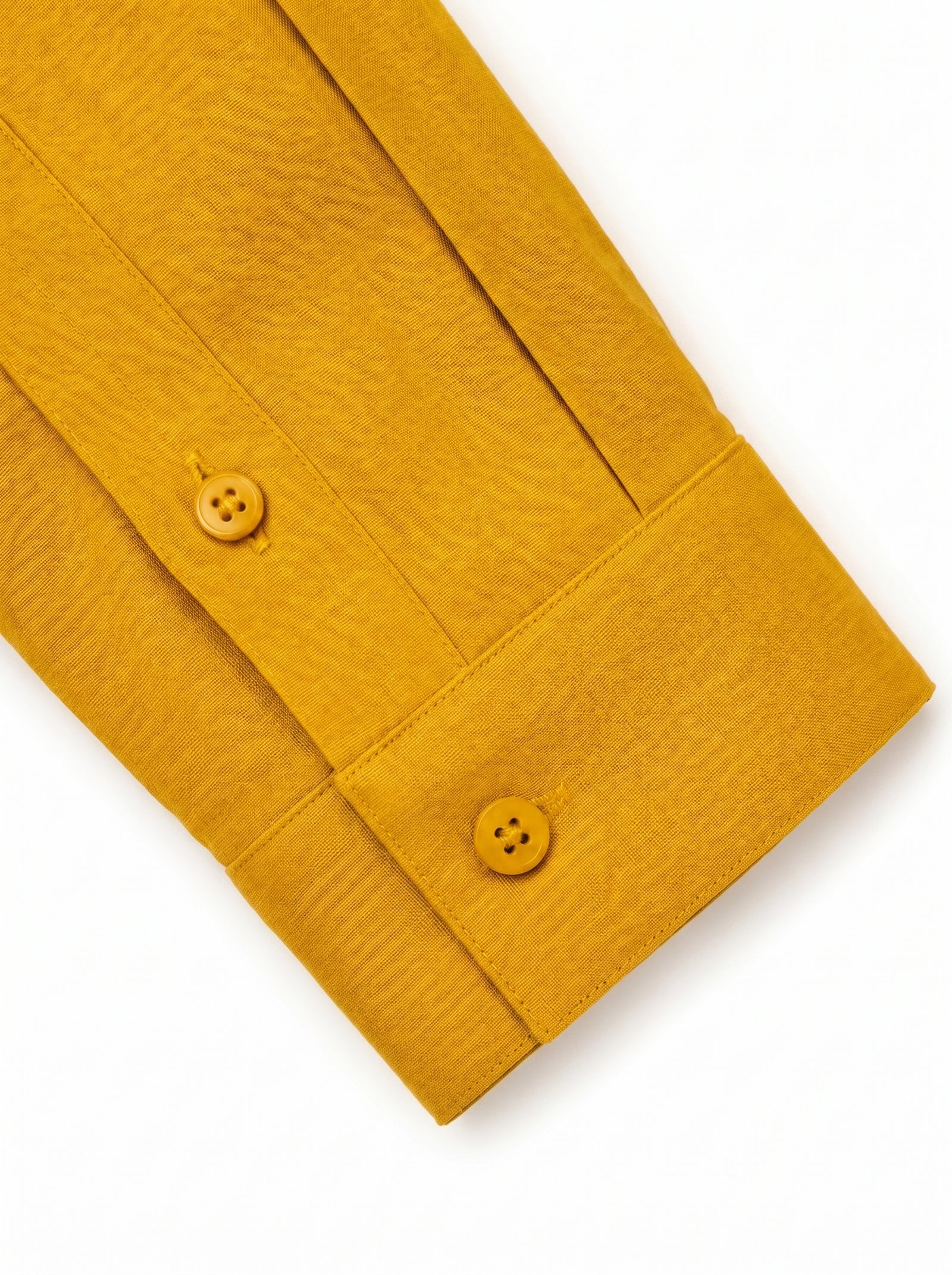 Solid Mustard Relaxed Fit Linen Shirt - Image 3