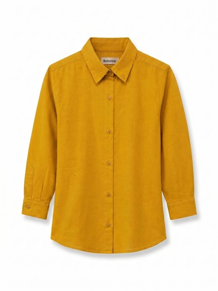Solid Mustard Relaxed Fit Linen Shirt