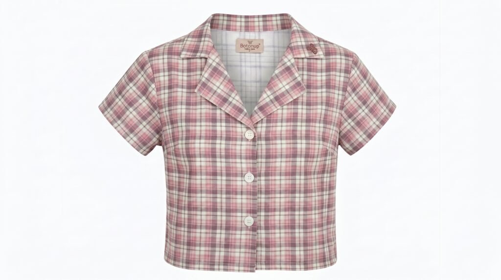 Pink Plaid Crop Shirt
