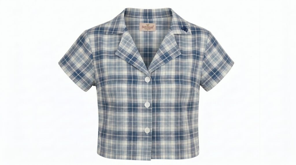 Blue Plaid Crop Shirt