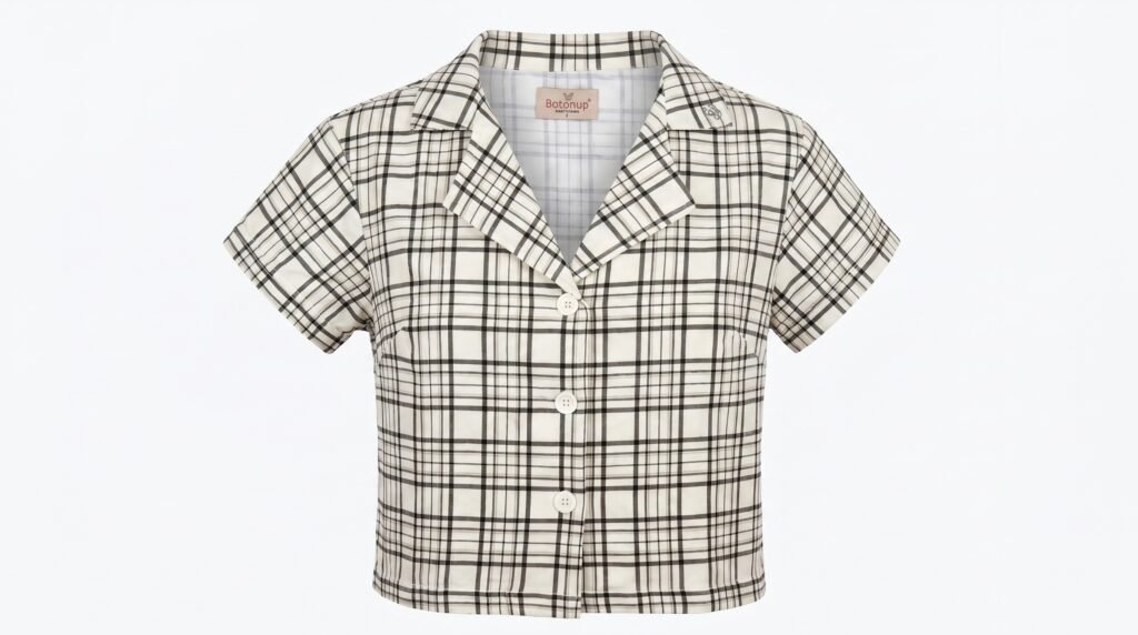 Brown Plaid Crop Shirt