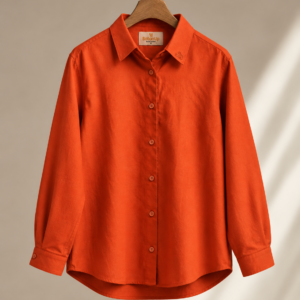Mandarin Orange Relaxed Fit Linen Shirt