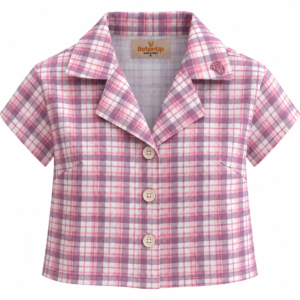 Rosé Check Crop Shirt