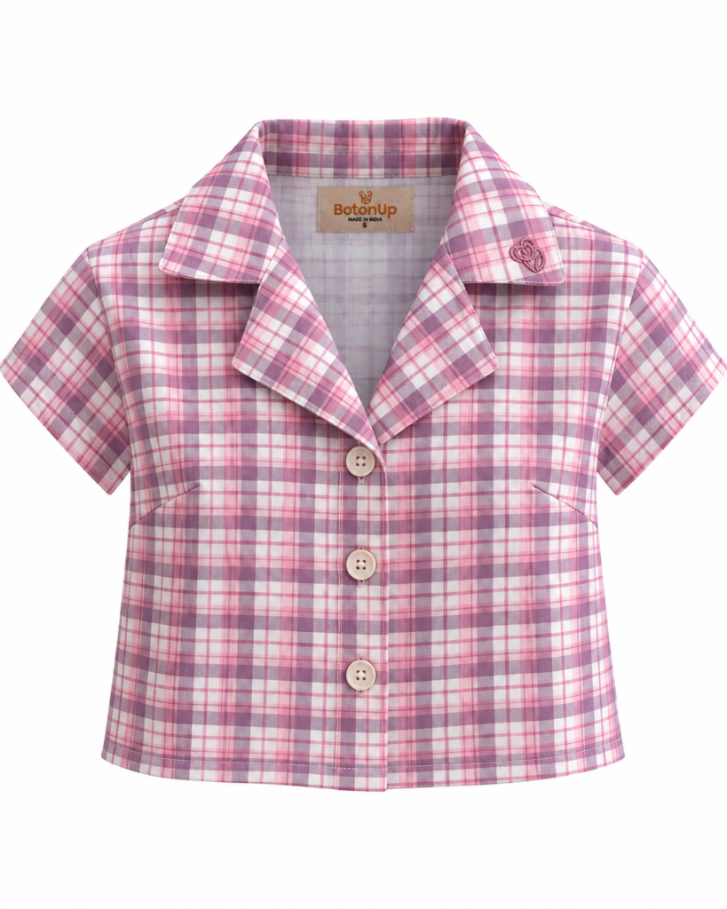 Rosé Check Crop Shirt