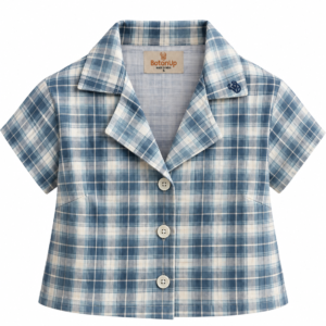 Azure Check Crop Shirt
