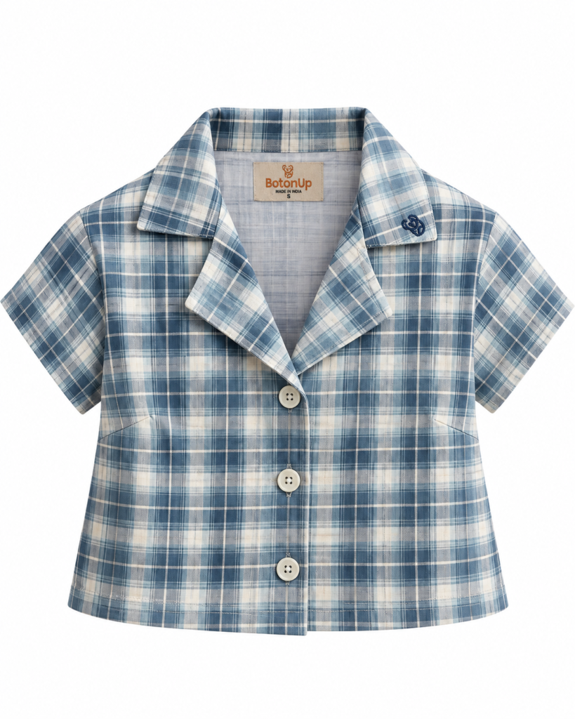 Azure Check Crop Shirt